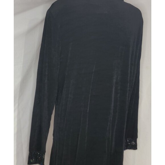 Whimsigoth Womens XL Black Shimmer Knit Blouse w/ Light Jacket Stretch Career - Picture 6 of 9